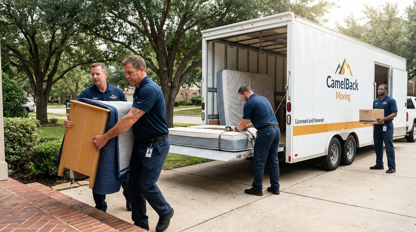 Crew loading residential truck for cross-state move from Creighton, NE